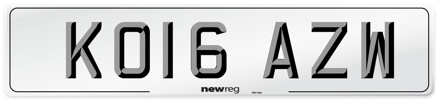 KO16 AZW Number Plate from New Reg
